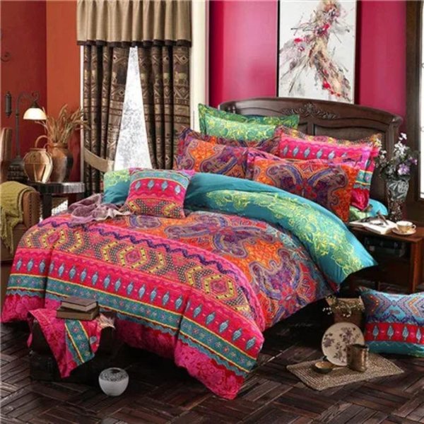 Juego De Ropa De Cama ÉTnico Mosaico Bohemio Vintage TamañO King Queen Full Twin Juego De Funda NóRdica/EdredóN 150X210Cm-image