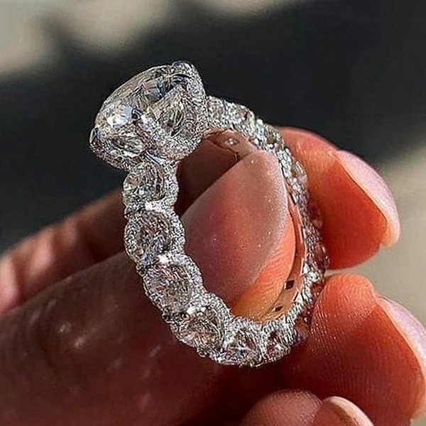 Anillos De Compromiso Huitan Eternity Para Mujer, JoyeríA De Compromiso De Lujo A La Moda Para Boda, Anillos Brillantes De Circonia CúBica Brillante 9-image
