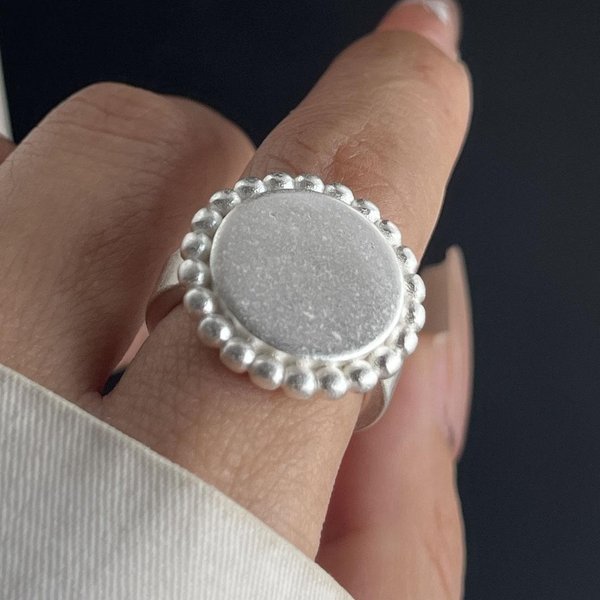 Anillos De Cobre Para Mujer GeoméTricos JoyeríA Fina Dedo Ajustable Simple Brillante Anillo Ancho Para Fiesta Regalo De CumpleañOs Resizable White-image