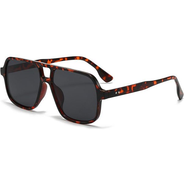 Gafas De Sol Cuadradas Retro Mujer Hombre Negro Vintage Moda PolíGono Doble Puente Gafas Oculos De Sol ProteccióN UV-image