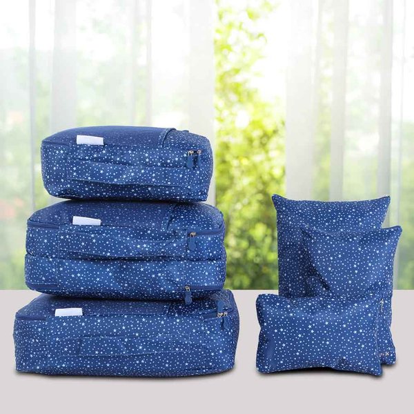 6 Piezas Bolsas Impermeables Para Guardar Ropa De Viaje Organizador De Equipaje Bolsas Para Empacar Viajes(Azul Marino)-image