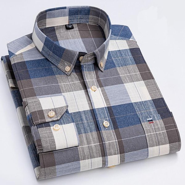 MęSka Koszula 100% BawełNa Z DłUgim RęKawem W Kratę Oxford Casual Jednolity Kolor Nadruk Regularny KróJ Formalna Koszula Do Sukienki Oversize 7XL 6XL 5XL 40 Gray-image