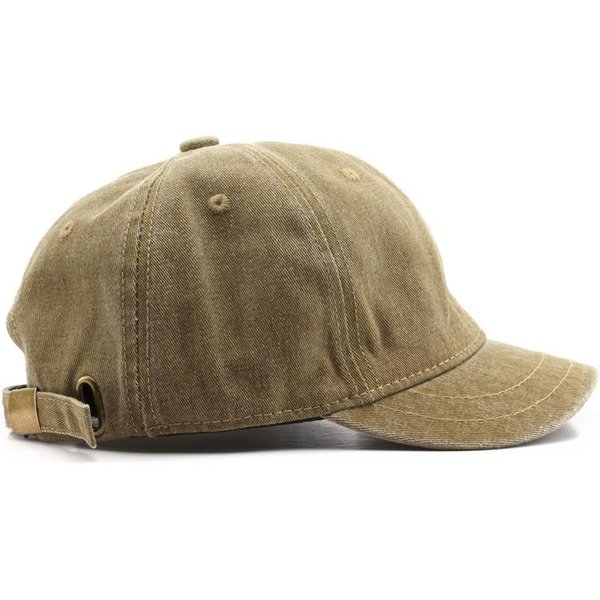 Vintage Denimowa Czapka Baseballowa Z KróTkim Daszkiem Dla Kobiet MężCzyzn WypłUkiwana BawełNiana Czapka Z Daszkiem Snapback Hip Hop Tata Trucker Czapki Czapka 55-59Cm Beige-image