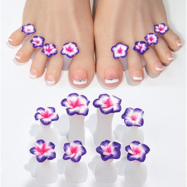 8 Piezas/Bolsa Separador De Dedos De Silicona Suave Con DiseñO De Flor Para Pedicura Separador De Dedos Flexible Herramienta De SeparacióN De Dedos-image
