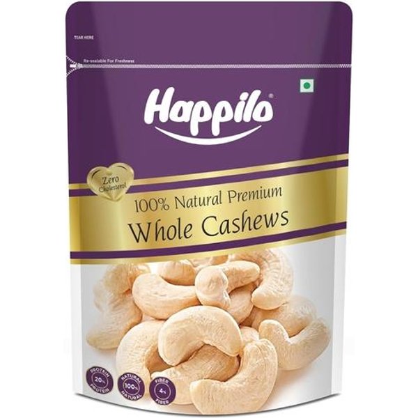 Anacardos Enteros Premium 100 % Naturales Happilo (Paquete EconóMico De 1 Kg) | Anacardos Enteros Crujientes | Frutos Secos Premium De Nueces De Kaju | Nutritivos Y Deliciosos | Sin Gluten-image