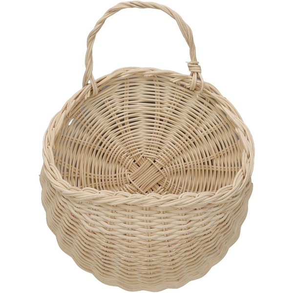 Cesta De Ratan Colgante De Pared Multifuncional Cesta Tejida De Almacenamiento Montada En La Pared Para El Hogar Beige-image