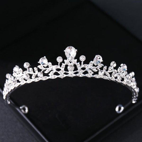 Srebrna Korona Panna MłOda ŚLubne Akcesoria Do WłOsóW Nakrycie GłOwy Panna MłOda Tiara Korona BiżUteria ŚLubna Tiara Do WłOsóW KryształOwa Korona Urodzinowa-image