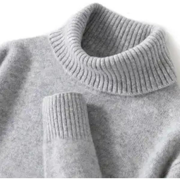 Golf MęSki Sweter Kaszmirowy Jesienno-Zimowy Pogrubiony LuźNy Dzianinowy Wysokiej Klasy Do Noszenia Pod SpóD Z Czystego Kaszmiru S Gray-image
