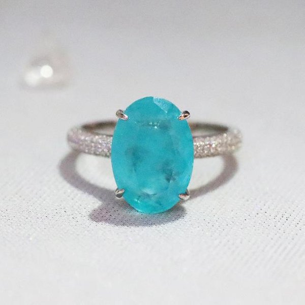 100% S925 Srebro Zielony PierśCionek Ze Szmaragdem Dla Kobiet Grzywny ObrąCzki Sapphire BiżUteria Z Kamieniami Szlachetnymi Naturalny Topaz PierśCionki Box 8.5-image