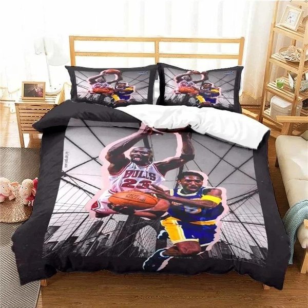 ColeccióN De Ropa De Cama Estrella Del Baloncesto Americano Nº 23 NiñOs NiñAs TamañO Individual Queen Funda NóRdica Funda De Almohada Cama NiñOs Adultos Textil Para El Hogar 70X133Cm 2Pcs-image