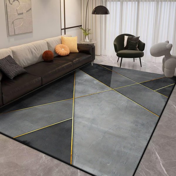 Alfombra GeoméTrica Moderna Sala De Estar Lujo 160X230 Alfombras De ÁRea Grande Para DecoracióN De Dormitorio Alfombra De Piso Suave Antideslizante Para HabitacióN De NiñOs 80*120Cm-image