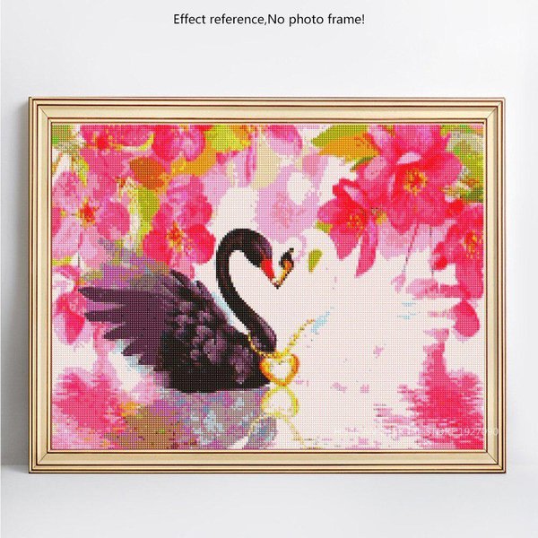 Pintura De Diamantes 5D DIY Animal Cisne Bordado Redondo Completo Venta Imagen De PedreríA 20X30-image