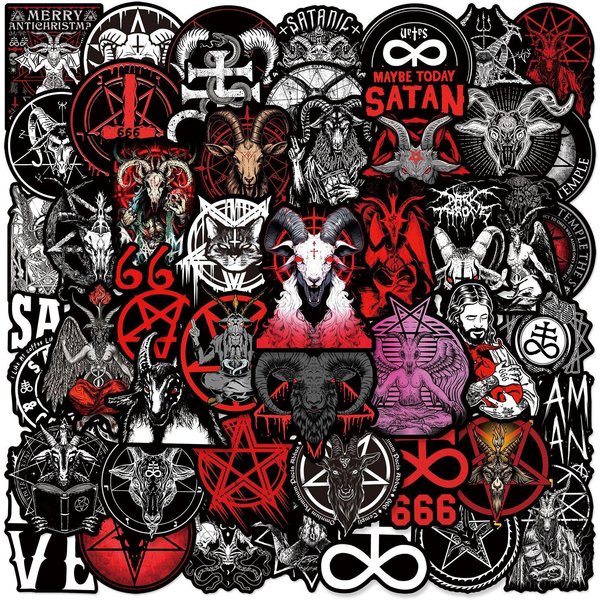 50 Szt. Naklejki Czarny Szatan Graffiti Diabeł Do DIY Telefon Laptop Gitara Walizka SamochóD Deskorolka Motocykl Kask Butelka Naklejki-image
