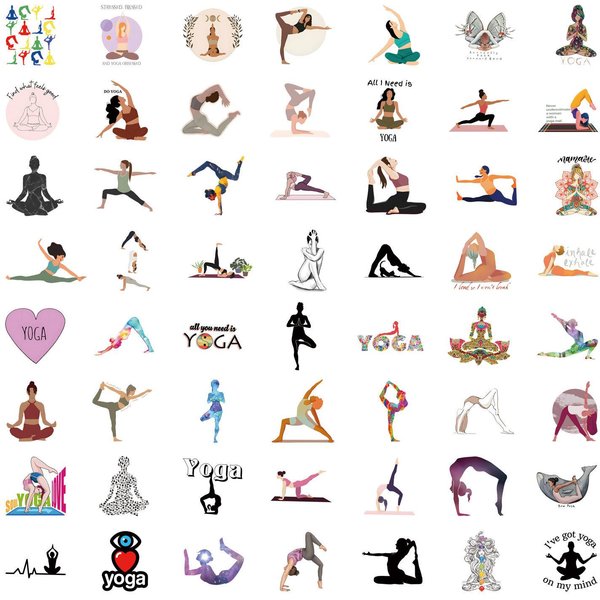 55Uds Pegatinas De Yoga De Dibujos Animados Para Scrapbooking DIY PapeleríA Cuaderno TeléFono Taza De Agua Equipaje Pegatinas Impermeables-image