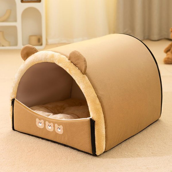 Caseta Curva Para Perros De OtoñO E Invierno, Caseta Para Perros PequeñOs Y Medianos, Caseta Para Mascotas, Tienda Semicerrada Para Gatos Y Osos. M-40 * 33 * 28Cm-image