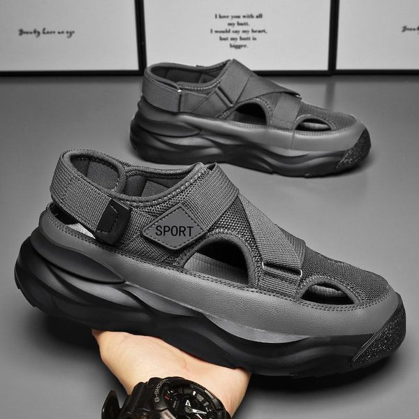 Sandalias De Hombre Zapatos Al Aire Libre Playa CóModa Verano 39-44 Sandalias Deportivas Sandalias Para Caminar Zapatos De Malla Transpirables Sandalias De Moda Zapatos Para Hombres 42 Black-image