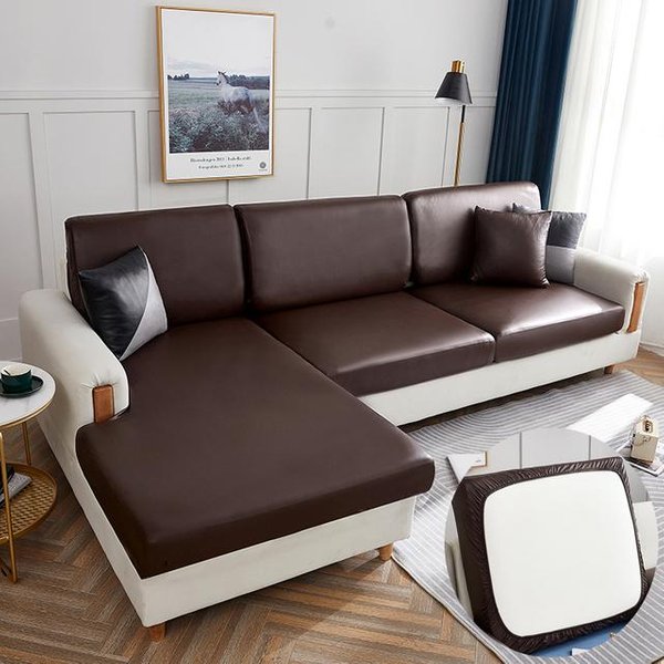 Wodoodporny Pu Funiture Protector Poszewka Na Poduszkę NarożNa Poduszka Do Siedzenia Sofy Narzuty Elastyczna Jednokolorowa Narzuta Na Sofę Back Cushion-image