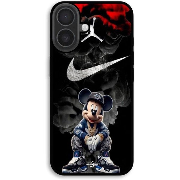 Coque De TéLéPhone - Maniacase - Iphone 16 Plus - Silicone Tpu - Noir - Mickey Jordan-image