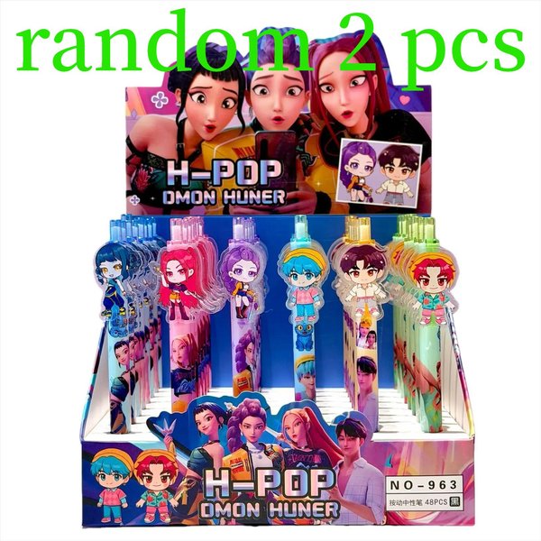 Alta Calidad 2026 Caliente Lindo K-POP Cazadores De Demonios BolíGrafos De Gel De PresióN 6 Piezas 0.5Mm Parche AcríLico Negro PapeleríA Escolar De Alto Valor Para Estudiantes White-image