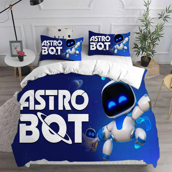 Juegos De Cama Astro BOT Cubrecama EdredóN Funda NóRdica Funda De Almohada Juegos De 2-3 Piezas NiñOs Adultos DecoracióN Dormitorio Infantil Regalos Para NiñOs EU Double 200X200Cm-image