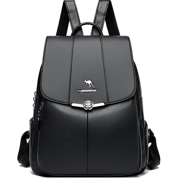 Mochila Para Mujer Nueva Grande Capacidad Europea Y Americana Mochila De Mujer AtmosféRica Moderna Mochila Escolar Para Estudiantes Bolso De Viaje Sencillo-image