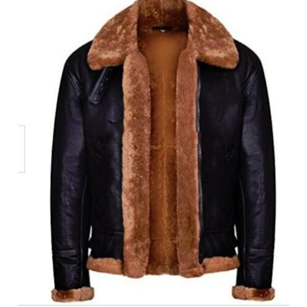 Forro Polar Engrosado Con Solapa De Piel Integrada, Chaqueta De Cuero Para Hombre Con Cremallera De Invierno 5XL Negro-image