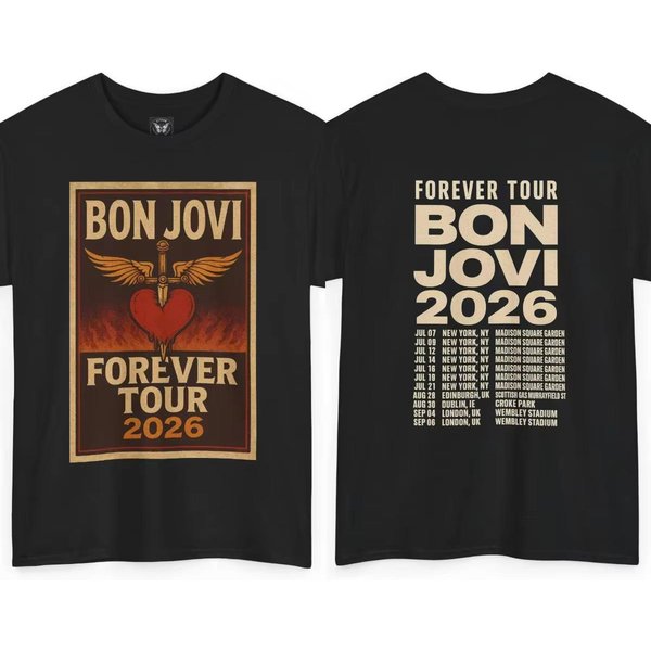 Bon Jovi Forever Tour 2026 Camiseta Unisex 100% AlgodóN Verano 2026 Cuello Redondo Hombre Y2K Banda De Rock GráFica Manga Corta Camiseta Regalo Para Fans 2XL Varios Colores-image