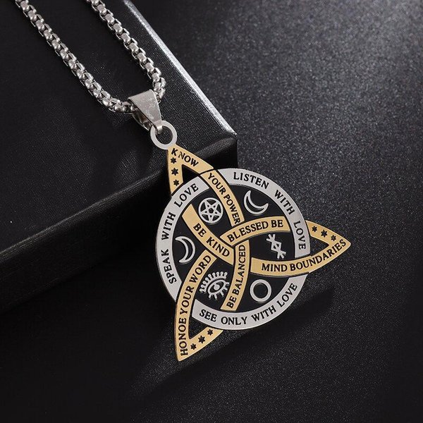 Stal Nierdzewna 7 PieczęCi ArchaniołóW Naszyjnik MęSki Pieczęć Salomona KabałA Wisiorek Amulet Nadprzyrodzonej Ochrony Magiczna BiżUteria Gray-image