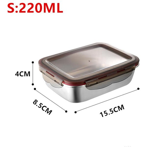 304 Stal Nierdzewna Lunch Box ZamknięTe Jedzenie Bento Box LodóWka Kwadratowy MikrofalóWka Podgrzewanie PudełKo KonserwująCe Piknikowe PudełKo Do Przechowywania Gray-image