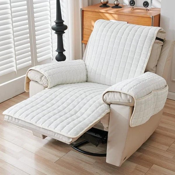 Funda De Sofá Reclinable De Franela Gruesa Para 1 Asiento, CáLida De Invierno, Funda Para SillóN, Antideslizante, Funda Para Sofá Perezoso Para Sala De Estar, Dormitorio 1 Seat (53X190Cm)S-image