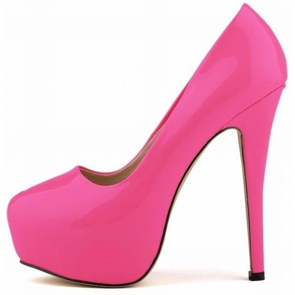 Damskie Szpilki 14Cm OkrąGłE Szpilki Talon Femme Seksowne Damskie Czerwone Buty śLubne Czarne Obcasy Na Platformie DużY Rozmiar 44 35-image