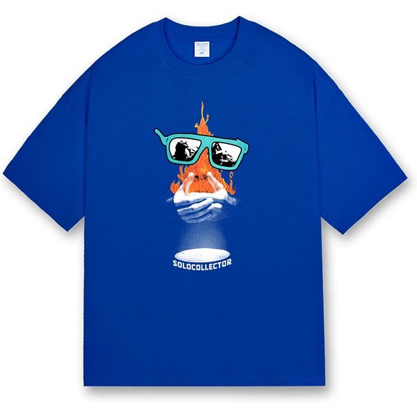 Verano Nueva Camiseta De AlgodóN Para Hombre Manga Corta Moderna Ropa Para Hombre Juvenil Talla Grande Suelta Cuello Redondo Camiseta Marcas De Moda Para Hombre XXL Azul-image