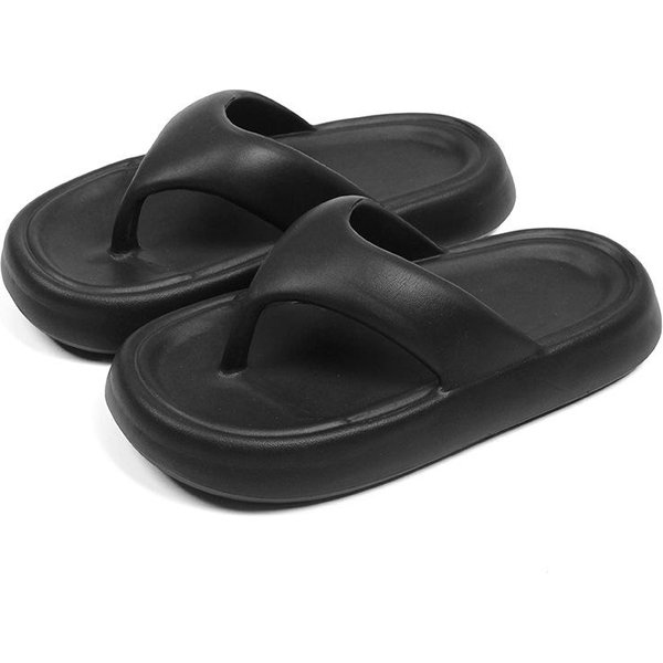 Letnie Klapki Kapcie Unisex Gruba Podeszwa EVA AntypośLizgowe Kapcie Pod Prysznic Kapcie Domowe Do WewnąTrz I Na ZewnąTrz Kapcie Na Plażę 44-45 Black-image