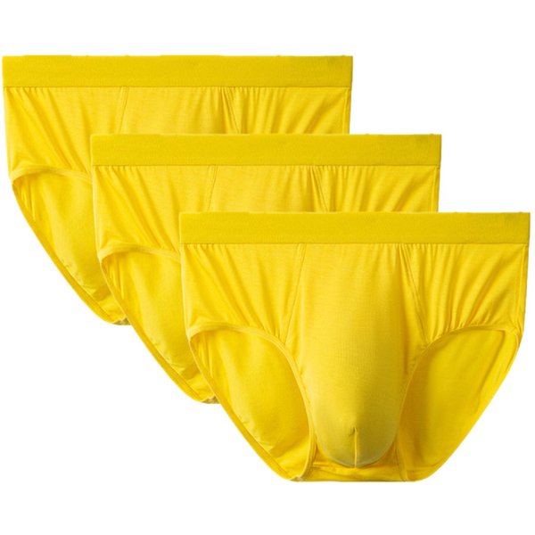 3 Piezas Ropa Interior Para Hombre Calzoncillos Talla Grande Cintura Media Calzoncillos Ropa Interior Transpirable L XL 2XL 3XL 4XL XL Yellow-image