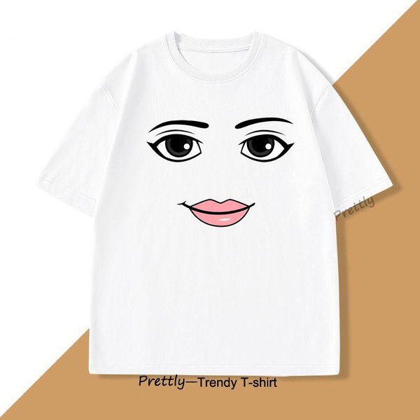 Nowość Robloxs Kobieta Twarz Gra Meme T-Shirt MęSki Damski BawełNiany OkrąGłY Dekolt KróTki RęKaw Nadruk T-Shirt Odzież MęSka Letni Top Tee S White-image
