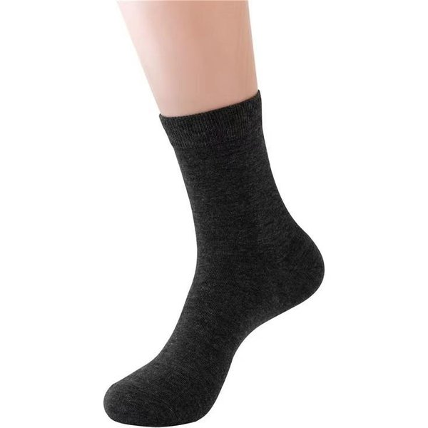 10 Pares De Calcetines De Tubo Medio Para Hombre - Ligeros, Transpirables, Serie De Color SóLido Para Uso Diario Y De Negocios 5 Pairs Gris Oscuro-image