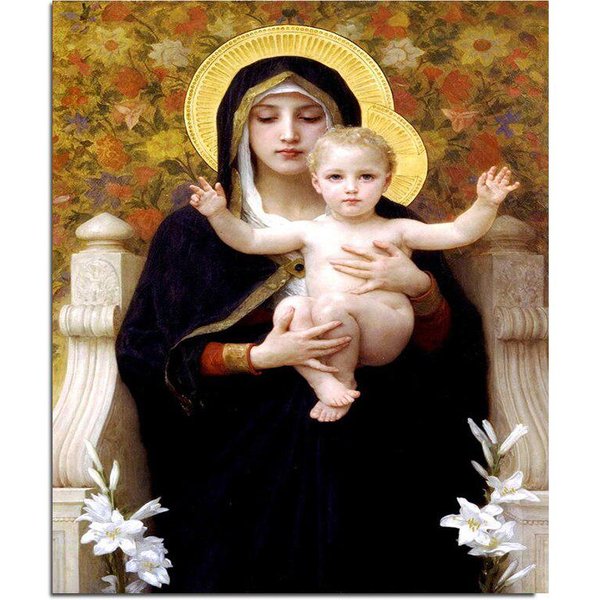 La Virgen De Los Lirios 5D DIY Pintura De Diamante ReligióN Bordado De Diamante Redondo Completo 20X30CM-image