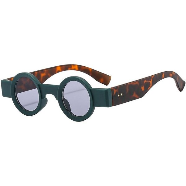 Shauna Popularne Modne MałE OkrąGłE Okulary PrzeciwsłOneczne Damskie Retro Punkowe Odcienie UV400 MęSkie Przezroczyste Soczewki Oceaniczne Modne Nity Okulary PrzeciwsłOneczne Green Light Gray Gray-image