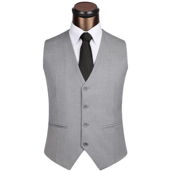 Chaleco De Negocios Slim De Color SóLido Para Hombre Sin Mangas Con Tirantes Traseros De Un Solo BotóN L Gris-image