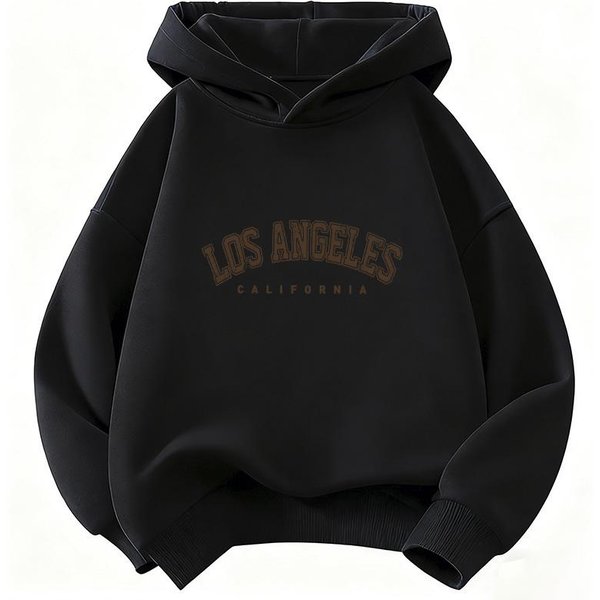Modna Bluza Los Angeles Kalifornia Z Napisem DziecięCa Bluza Z Kapturem ChłOpcy Dziewczynki Jesień Zima Bluzy Z Kapturem 140 Black-image