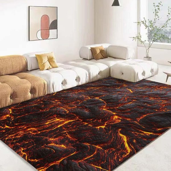 Dywan 3D Wulkaniczna Lawa Magma DużY Czerwony Dywan Do Salonu Sypialni Sofa Dekoracja Domu Mata PodłOgowa AntypośLizgowa Do Zabawy Dla Dzieci 90X130Cm (35X51In)-image