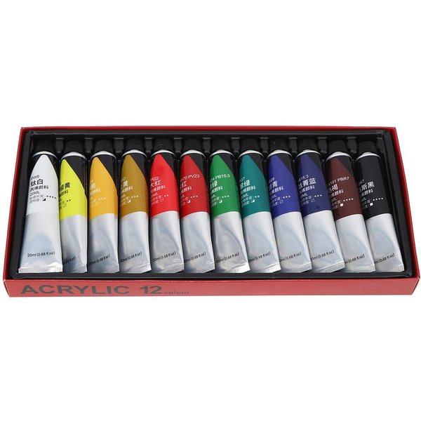Zestaw 12 KoloróW Farb Akrylowych RęCznie Malowana ŚCiana Pigment Farba W Tubce ArtykułY Do Rysowania Black-image
