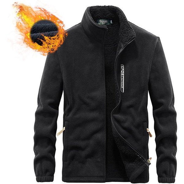 Sudadera Chaqueta Para Hombre OtoñO E Invierno Casual Para Exterior Gruesa De Terciopelo CáLida Cuello Alto Top De Forro Polar 5XL Black-image