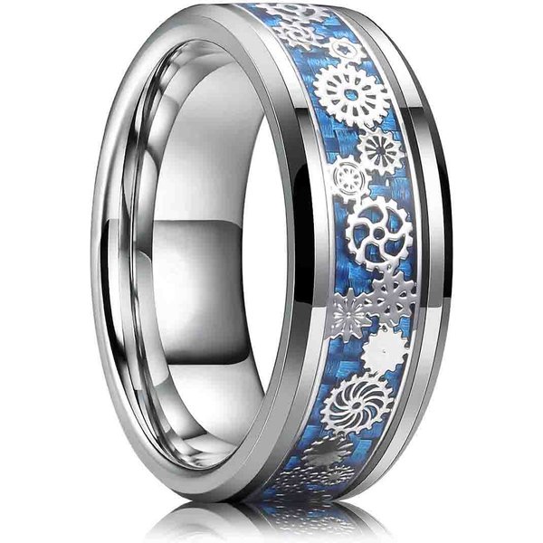 Anillos Modernos De Acero De Titanio Negro De 8 Mm Para Hombres Mujeres Ranura MultifacéTico Acero Inoxidable Anillo De Hombre Alianza JoyeríA 12-image