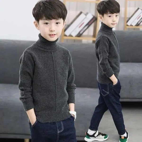 Sweter DziecięCy Z OkrąGłYm Dekoltem, Zimowy Sweter Dzianinowy, Zimowy Gruby, CiepłY Sweter Bazowy 130 Gray-image