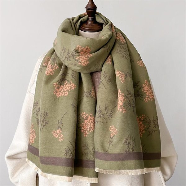 Bufanda Chal Pashmina De Lujo Para Mujer DiseñO Invierno CáLido Bufandas De Cachemir PañUelo De Cabeza Manta Gruesa Femenina Suave Bufanda-image