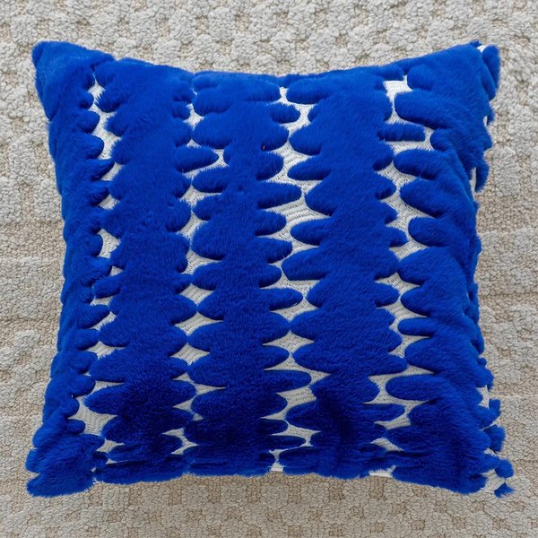Funda De CojíN Azul De Felpa 45X45CM Funda De CojíN Lumbar Estampado De Lujo Ligero FrancéS DecoracióN Funda De CojíN Decorativa Para El Hogar 45X45Cm-image