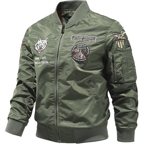 Chaqueta De OtoñO Para Hombre Marca De Moda Chaqueta De La Fuerza AéRea Chaqueta De Vuelo Bordada Para Hombre M Verde-image