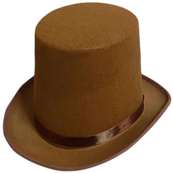 Sombrero De Copa Alto Sombrero De Copa De Mago Sombrero De Copa De Jazz Negro BritáNico Sombrero De Copa De Caballero De La Corte Masculino Y Femenino Sombrero Plano De Fieltro Para Actuaciones Juego De Rol Navidad Café-image