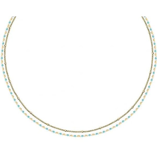Collar De Acero Tono Dorado La Petite Story Con Cuentas Azul Claro LPS10ARR10 Para Mujer White-image